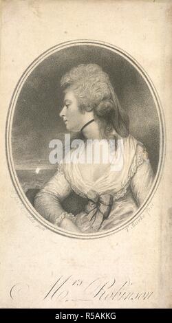 Mme Robinson. Mary Robinson, nÃ©e Darby, connu sous le nom de Perdita (1758-1800). L'actrice anglaise, poète et romancier. Première maîtresse du roi George IV, alors qu'il était encore prince de Galles. Portrait, d'après sir Joshua Reynolds. Contes lyriques. [Avec portrait.]. Londres, 1800. Source : 11646.aa.38, frontispice. Langue : Anglais. Auteur : ROBINSON, Mary. Burke, P. Banque D'Images