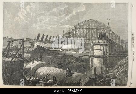 Les œuvres de la Midland Railway terminus, Euston road. Gare de Saint-pancras, en construction. Illustrated London News. Londres, 15 février 1868. Source : Illustrated London News. 15 févr. 1868, page 160. Banque D'Images