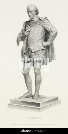 Une gravure d'une statue de William Shakespeare. La galerie Shakspere ; être une collection de quarante-cinq gravures sur acier après des images par d'éminents artistes. [Avec des extraits de ses pièces.]. Londres : vertu & Co., [1879]. Source : 1765.b.9, la plaque 46. Langue : Anglais. Banque D'Images