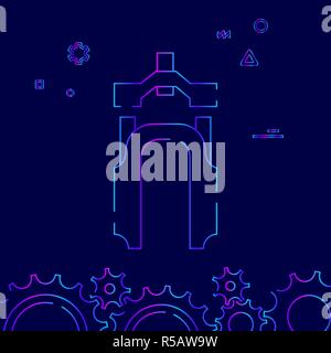 Fourche de vélo de montagne l'icône de la ligne du vecteur, Symbole, Pictogramme, signe sur un fond bleu foncé. Bordure inférieure connexes Illustration de Vecteur