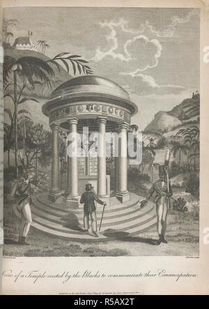 Vue d'un temple. Un compte rendu historique de l'Empire noir de Hayti. Londres, 1805. Vue d'un temple érigé par les Noirs à commémorer leur émancipation. Image réalisée à partir d'un compte rendu historique de l'Empire noir de Hayti ; comprendre un avis des principales transactions dans la révolution de Saint Domingue, etc. publié à l'origine/produit à Londres, 1805. . Source : 797.dd.10, en face de 218. Langue : Anglais. Auteur : RAINSFORD, MARCUS. Rainsford, le capitaine Marcus. Barlow, J. Banque D'Images