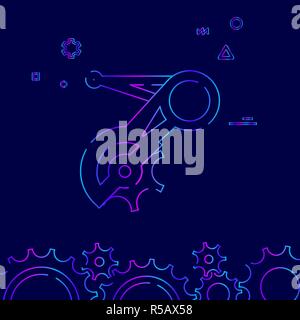 Dérailleur arrière VTT ou vélo sur l'icône de la ligne du vecteur, Symbole, Pictogramme, signe sur fond bleu foncé. Bordure inférieure connexes Illustration de Vecteur