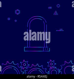 Vélo ou vélo de verrouillage sur l'icône de la ligne du vecteur, Symbole, Pictogramme, signe sur un fond bleu foncé. Bordure inférieure connexes Illustration de Vecteur