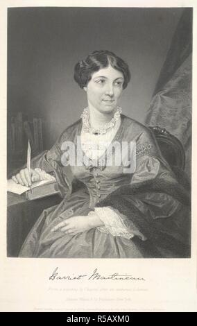 Harriet Martineau. Musée du portrait d'éminents hommes et femmes de... New York, 1872-74. Harriet Martineau (1802-1876). L'écrivain anglais. Portrait d'après une peinture par Chappel après un authentique à la ressemblance. . Source : 10604.g.10 volume II, 370. Langue : Anglais. Banque D'Images