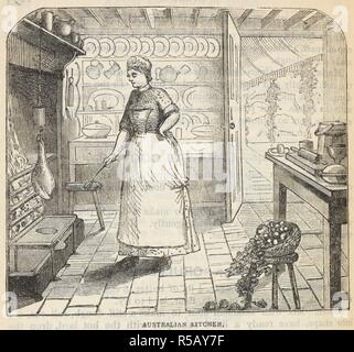 Cuisine australienne. Une femme la préparation des aliments. Le livre de l'administration de la maison ... Toute nouvelle édition, revue et corrigée, avec de nouvelles gravures colorées. Londres : Ward, Lock, Bowden & Co., 1892. Source : 7942.dd.9, page 1256. Langue : Anglais. Auteur : BEETON, ISABELLA MARIE. Banque D'Images