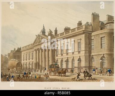 East India House. 1817. East India House. L'aquatinte colorée. L'école britannique. Publié initialement en 1817. produits/ . Source : P1389,. Langue : Anglais. Auteur : Stadler, Joseph C. Banque D'Images