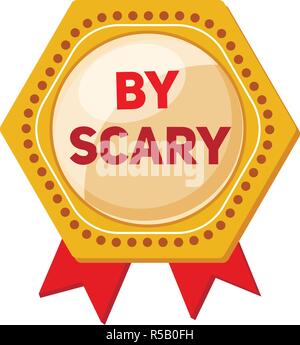 Big logo emblème effrayant. Caricature de big scary emblème logo vector pour la conception web isolé sur fond blanc Illustration de Vecteur