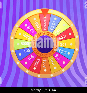 Rendu 3D Illustration. La roue de la fortune de la chasse et de gagner jackpot. Banque D'Images