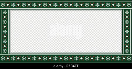 Modèle rectangle vecteur, cadre, banderole, panneau, pancarte, copiez l'espace. Cute Noël ou Nouvel An en bordure verte avec Motif flocon ou Illustration de Vecteur