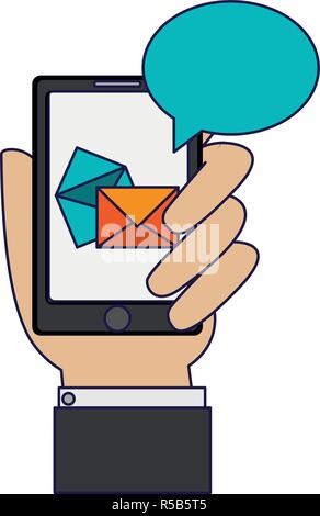 L'envoi de messagerie du smartphone Illustration de Vecteur