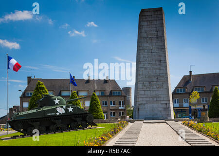 France, Normandie, Manche, Avranches, Place Patton, Mémorial de l'armée américaine 4e Division blindée, WW2-ère libération de ville Banque D'Images