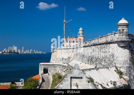 Cuba, La Havane, le Castillo de los Tres Santos Reys del Morro fortress Banque D'Images