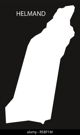 Carte Afghanistan Helmand inversé noir illustration silhouette Banque D'Images
