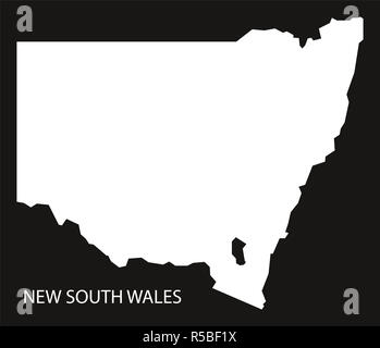 New South Wales Australie site inversé noir illustration silhouette Banque D'Images