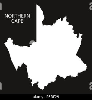 Le nord du Cap, en Afrique du Sud, la carte inversée illustration silhouette noire Banque D'Images