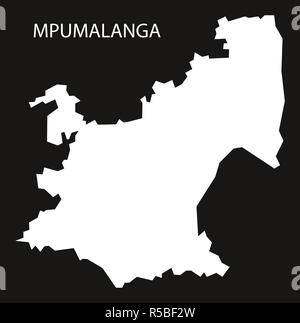 Afrique du Sud Mpumalanga black carte illustration silhouette inversée Banque D'Images