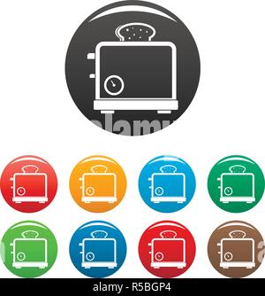 Grille-pain minuterie icons set 9 vecteur de couleur isolé sur blanc pour toute conception Illustration de Vecteur