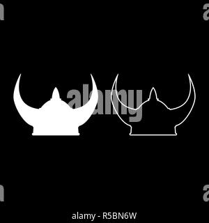 Casque viking icon set vecteur de couleur blanc télévision image simple style JE Illustration de Vecteur