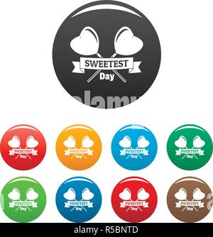 Sweetest day icons set 9 vecteur de couleur isolé sur blanc pour toute conception Illustration de Vecteur