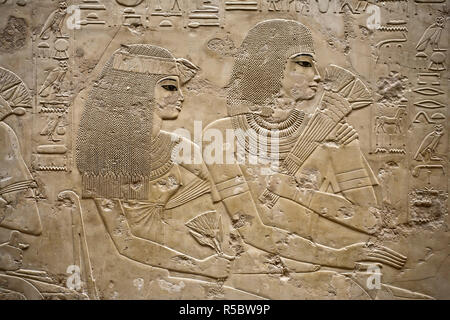 Egypte, Louxor, Cisjordanie, tombeau de nobles, la tombe de Ramosé, vizir et Gouverneur de Thèbes, Ramosé reliefs muraux Banque D'Images