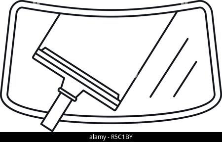 Pare-brise voiture propre icône. Contours voiture propre icône vecteur de pare-brise pour la conception web isolé sur fond blanc Illustration de Vecteur