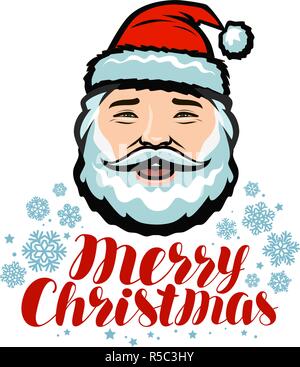 Portrait of cheerful Santa Claus. Joyeux Noël, carte de vœux. Vector illustration Illustration de Vecteur
