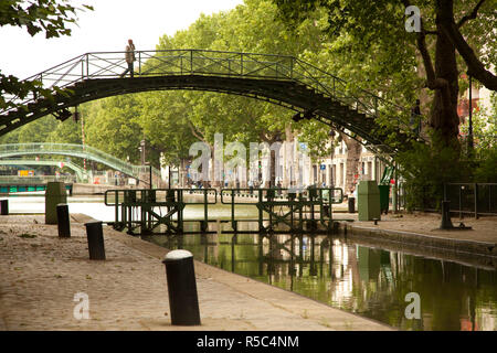 Canal St Martin, Paris, France Banque D'Images