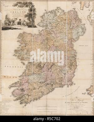 Une carte de l'Irlande. Une nouvelle carte de l'Irlande, civile et ecclésiastique. Londres : W. Faden, 1792. Source : Cartes.*10805.(43). Langue : Anglais. Auteur : Beaufort, Rev. D. A. Banque D'Images
