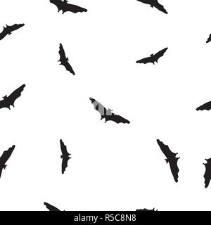 Les animaux sauvages sans les chauves-souris modèle silhouette noire sur fond blanc. Impression simple tiré de l'halloween avec le vol d'ombre, vampire spooky 10 EPS vectoriel Banque D'Images