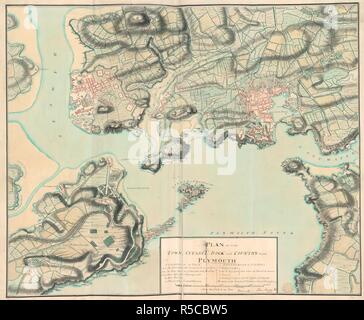 Un plan de la ville, citadelle, dock et le pays autour de Plymouth. Un plan couleur de la ville, la citadelle, le dock et la ronde pays Plymouth. 1756. Source : Maps K.Haut.11.77. Langue : Anglais. Auteur : Manson, James. Banque D'Images