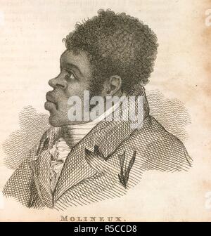 Tom Molineux. Boxiana ; ou des croquis de l'ancien et du moderne pugilis. G. Smeeton : Londres, 1812. Tom Molineux (1784-1818). Pugiliste/Boxer. Portrait. Un esclave affranchi, il est arrivé en Angleterre en 1809 et a commencé à fort professionnellement, formés par Bill Richmond. Ses plus célèbres matches étaient contre le champion britannique Tom Cribb en 1810 et 1811. Il a perdu les deux fois, mais est devenu une célébrité nationale. Image réalisée à partir d'Boxiana ; ou des croquis de l'ancien et du moderne le pugilat ; de l'époque de l'reowned Broughton et de mou, aux héros de l'actuelle concentration Ã…ra ! Par l'un des symboles [c.-à-d. Pierce Egan]. [Wi Banque D'Images