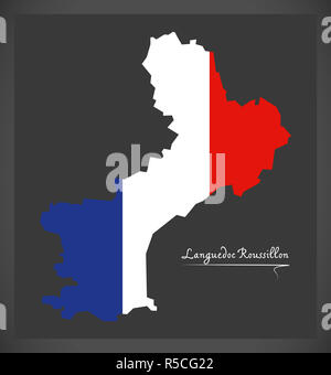 Languedoc Roussillon site avec illustration du drapeau national français Banque D'Images