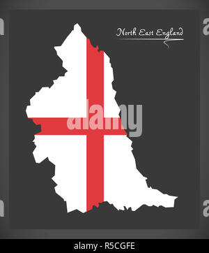 North East England plan avec pavillon d'Angleterre illustration Banque D'Images