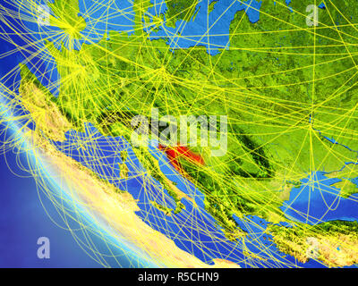 La Croatie sur la planète Terre depuis l'espace avec réseau. Concept de communication internationale, de la technologie et les voyages. 3D illustration. Éléments de cette imag Banque D'Images