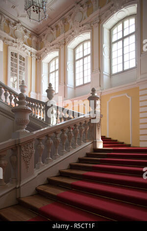 La Lettonie, le sud de la Lettonie, Région Zemgale, Pilsrundale, Palais Rundale, b. En 1740, Bartolomeo Rastrelli, architecte, escalier Banque D'Images