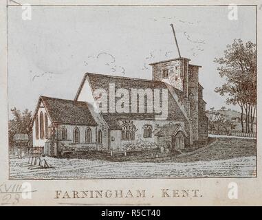 St Pierre et St Paul's Church, Farningham, Kent ; des arbres de chaque côté ; une colline au loin . FARNINGHAM, KENT. [Paris] : [dessiné & Etch'd par I. T. Smith et publiée. Le 5 avril 1793 par Nathl. Smith, ancien chef Printseller Rembrandt Gt. Mays Bâtiments, Saint Martins Lane, Londres - où peut être vu une collection de portraits anglais classés par ordre alphabétique, de même par des eaux-fortes et de tous les maîtres], [5 avril 1793]. Avec gravure bleu. Source : Maps K.Haut.18.23. Langue : Anglais. Banque D'Images