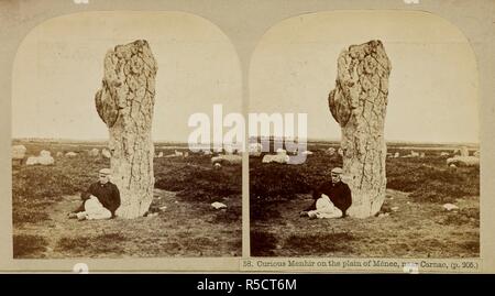 Curieux Menhir sur la plaine de Menec, près de Carnac, 1858. . Récit d'une visite à pied en Bretagne, accompagné de notes d'une expédition photographique par Lovell Reeve. Londres, 1859. Source : 10172.d.13. Auteur : Mounteney Jephson, John. Reeve, Lovell Augustus. Banque D'Images