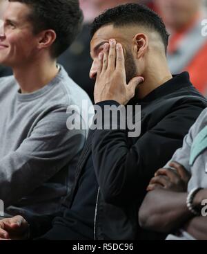 Munich, Allemagne. 30Th Nov, 2018. firo : 30.11.2018, football, 1.Bundesliga, la saison 2018/2019 de l'AGA 2018, le FC Bayern Munich Corentin Tolisso, Bayern Munich, Munich, Munich, la moitié de la figure, le geste d'utilisation dans le monde entier | Credit : dpa/Alamy Live News Banque D'Images