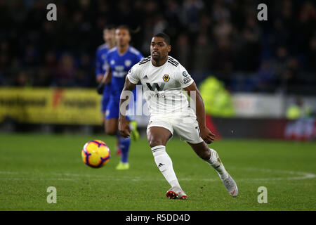 Cardiff, Royaume-Uni, 30 novembre 2018. Ivan Cavaleiro de Wolverhampton Wanderers en action. Premier League match, Cardiff City v Wolverhampton Wanderers au Cardiff City Stadium le vendredi 30 novembre 2018. Cette image ne peut être utilisé qu'à des fins rédactionnelles. Usage éditorial uniquement, licence requise pour un usage commercial. Aucune utilisation de pari, de jeux ou d'un seul club/ligue/dvd publications. Photos par Andrew Andrew/Verger Verger la photographie de sport/Alamy live news Banque D'Images