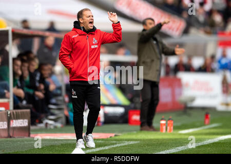 Cologne, Allemagne, 01 Décembre 2018,soccer : 2ème Bundesliga, 1er FC Greuther Fürth Cologne-mer -, 15e journée dans le stade RheinEnergieStadion. L'entraîneur de Cologne Markus commencer gesticulait sur la touche. Remarque importante : en conformité avec les exigences de la DFL Deutsche Fußball Liga ou la DFB Deutscher Fußball-Bund, il est interdit d'utiliser ou avoir utilisé des photographies prises dans le stade et/ou la correspondance dans la séquence sous forme d'images et/ou vidéo-comme des séquences de photos. Dpa : Crédit photo alliance/Alamy Live News Crédit : afp photo alliance/Alamy Live News Crédit : afp photo alliance/Alamy vivre Banque D'Images