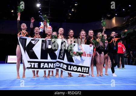 Ludwigsburg, Allemagne. 1er décembre 2018. KRK, Karlsruhe la jubilation, la joie, l'émotion. GES/gym/1ère Bundesliga : DTL final, 01.12.2018 - dans le monde de l'utilisation | Credit : dpa/Alamy Live News Banque D'Images