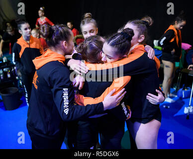 Ludwigsburg, Allemagne. 1er décembre 2018. KRK, Karlsruhe la jubilation, la joie, l'émotion. GES/gym/1ère Bundesliga : DTL final, 01.12.2018 - dans le monde de l'utilisation | Credit : dpa/Alamy Live News Banque D'Images