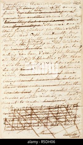 La page de 'Persuasion'. La persuasion. 1816. [Folio] Une partie du chapitre 11, à partir de la manuscrit autographe de 'Persuasion' image prise à partir de la persuasion. Publié initialement en 1816. produits/ . Source : Egerton 3038, f.14. Langue : Anglais. Banque D'Images