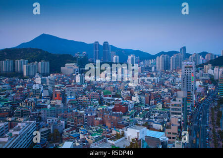 Gyeongsangnam-do, Corée, Busan, Gwangan - plage Gwangalli, vue de Gwangan beach Banque D'Images