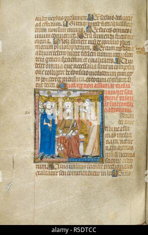 King (Alexander) avec un astrologue et un médecin. Pseudo-Aristotle, privé Secretorum , traduit par Philip de Tripoli (Philippus Tripolitanus). 1326-1327. Source : ajouter. 47680, f.53v. Banque D'Images