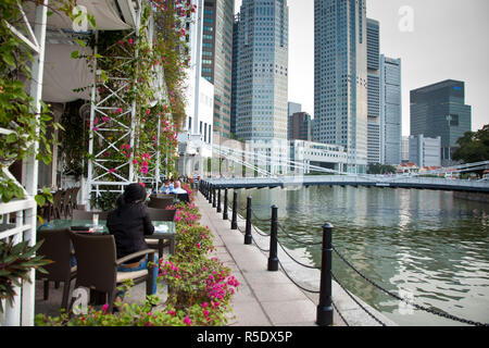 Boat Quay, rivière Singapour, Singapour Banque D'Images