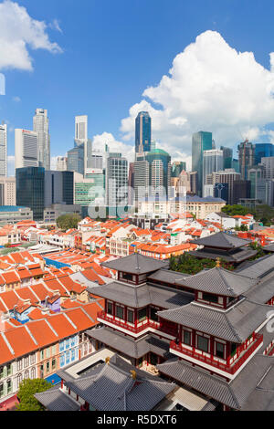 Vue sur des maisons traditionnelles à Chinatown, Singapour Banque D'Images