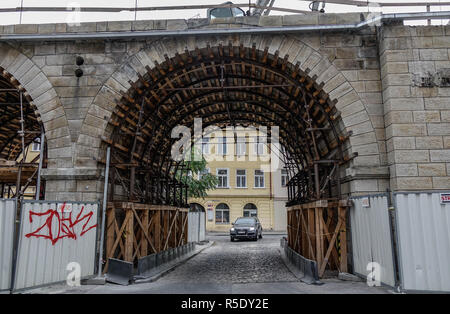 Prague, Tchéquie - Oct 26, 2018. Rock tunnel à centre-ville à Prague, République tchèque. Prague est la 14e plus grande ville de l'Europe et la capitale historique de l'Bohem Banque D'Images