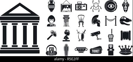 Musée d'art icon set. Simple jeu d'art museum vector icons pour le web design sur fond blanc Illustration de Vecteur