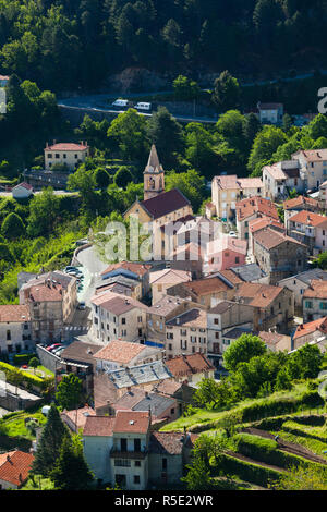 France, Corse, Haute-Corse département, région des montagnes centrales, Vivario, augmentation de la vue sur la ville Banque D'Images